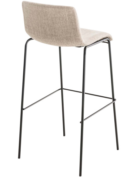 Tabouret de bar minimaliste en Tissu Blanc crème Métal Noir Zavria - 4