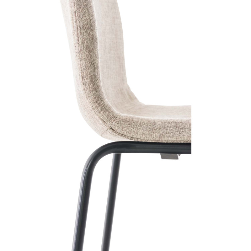 Tabouret de bar minimaliste en Tissu Blanc crème Métal Noir Zavria - 5