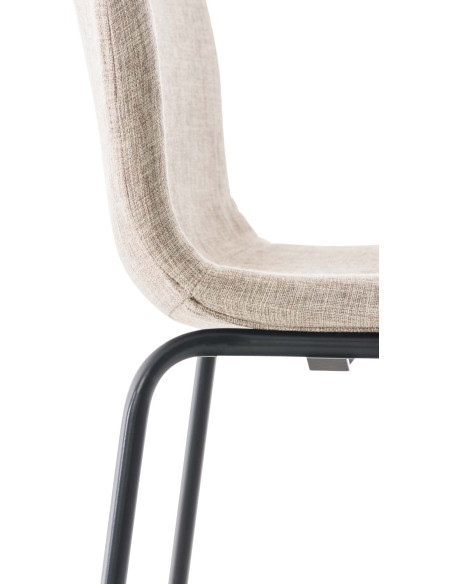 Tabouret de bar minimaliste en Tissu Blanc crème Métal Noir Zavria - 5