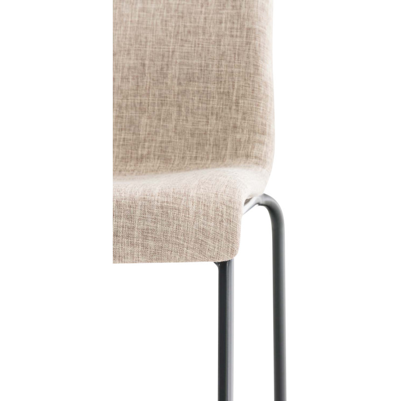 Tabouret de bar minimaliste en Tissu Blanc crème Métal Noir Zavria - 6