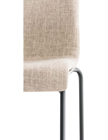 Tabouret de bar minimaliste en Tissu Blanc crème Métal Noir Zavria - 6