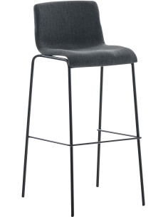 Tabouret de bar minimaliste en Tissu Gris foncé Métal Noir Zavria - 1