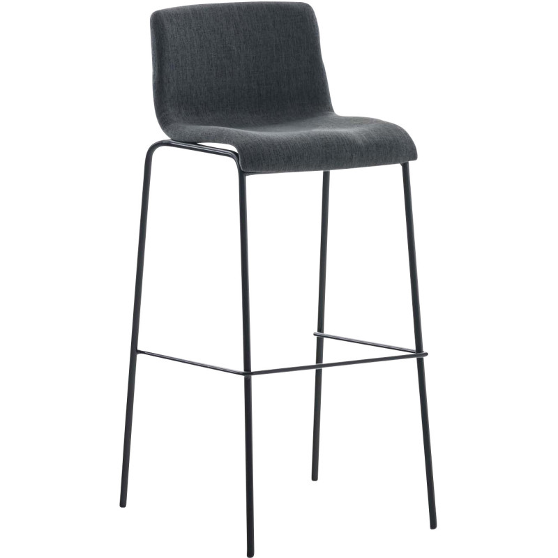 Tabouret de bar minimaliste en Tissu Gris foncé Métal Noir Zavria - 1