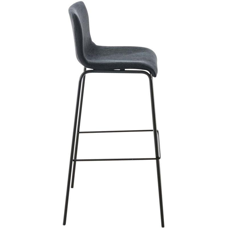 Tabouret de bar minimaliste en Tissu Gris foncé Métal Noir Zavria - 3