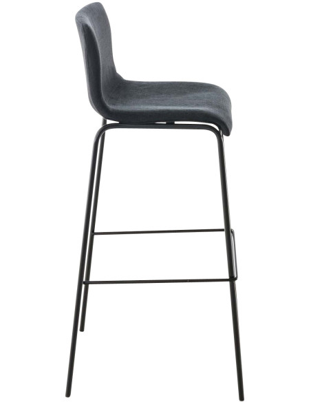 Tabouret de bar minimaliste en Tissu Gris foncé Métal Noir Zavria - 3