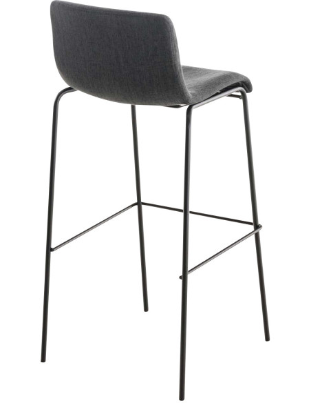 Tabouret de bar minimaliste en Tissu Gris foncé Métal Noir Zavria - 4