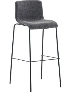 Tabouret de bar minimaliste en Tissu Gris clair Métal Noir Zavria - 1
