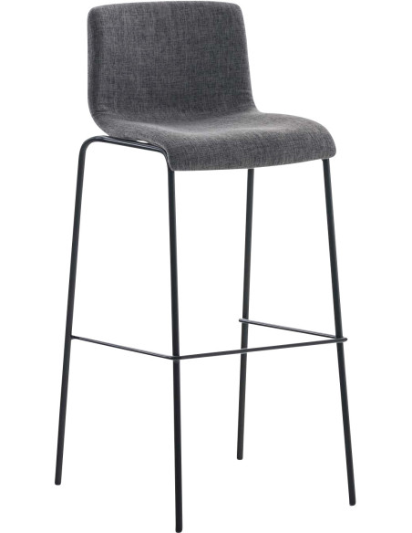 Tabouret de bar minimaliste en Tissu Gris clair Métal Noir Zavria - 1