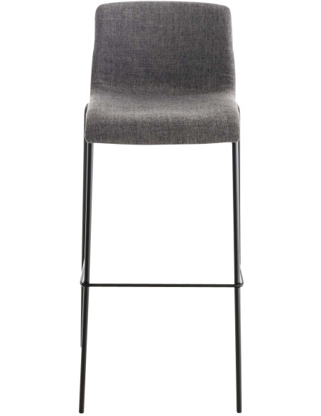 Tabouret de bar minimaliste en Tissu Gris clair Métal Noir Zavria - 2