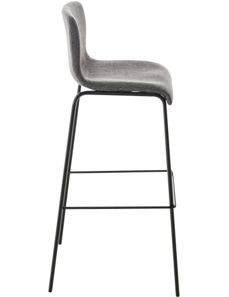 Tabouret de bar minimaliste en Tissu Gris clair Métal Noir Zavria - 3