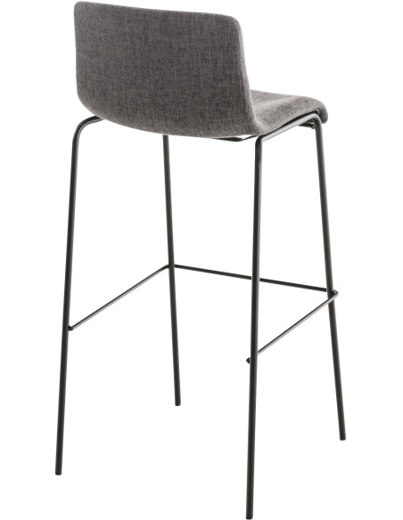 Tabouret de bar minimaliste en Tissu Gris clair Métal Noir Zavria - 4