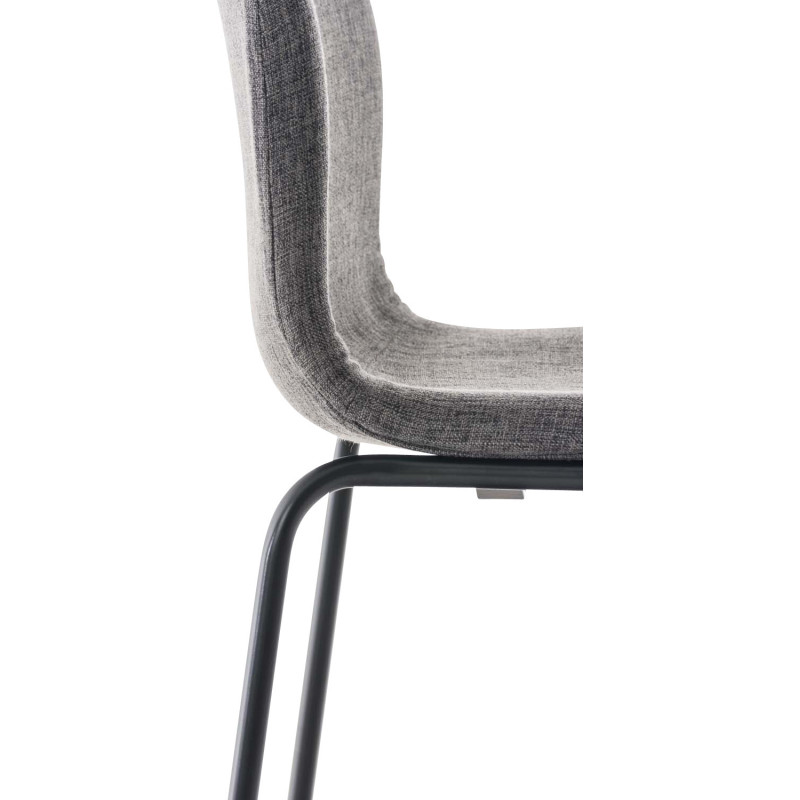 Tabouret de bar minimaliste en Tissu Gris clair Métal Noir Zavria - 5