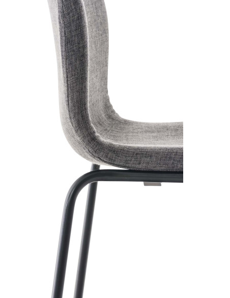 Tabouret de bar minimaliste en Tissu Gris clair Métal Noir Zavria - 5