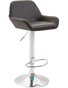 Tabouret de bar moderne en Polyuréthane Marron Métal Argenté Gylvan - 1