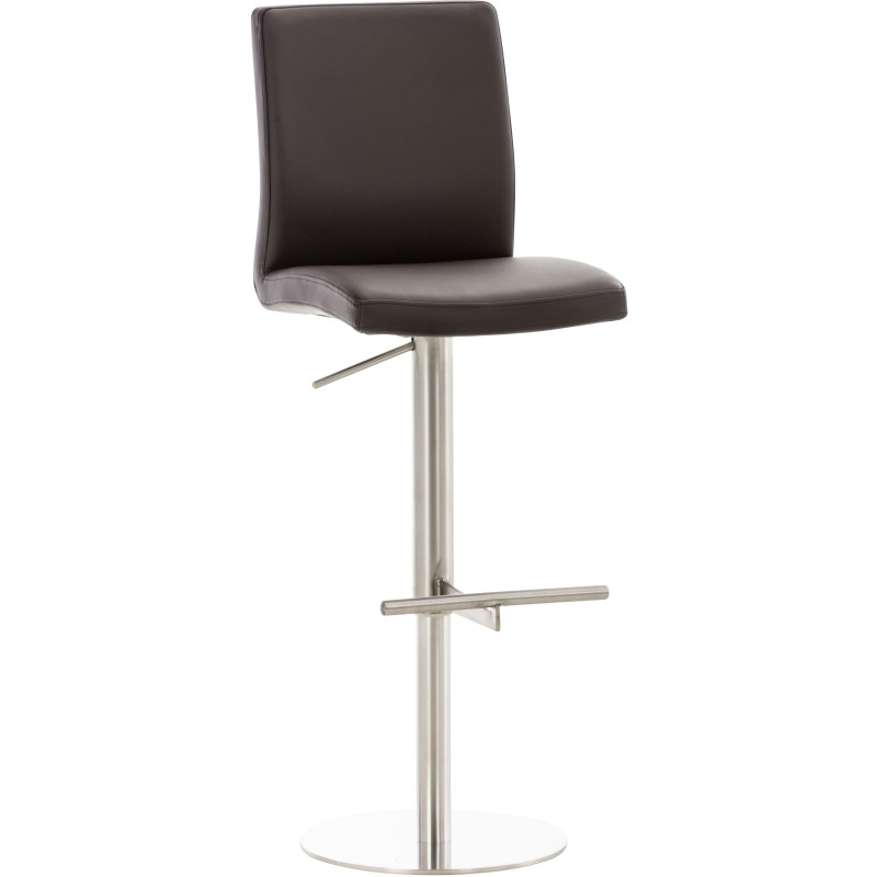 Tabouret de bar moderne en Polyuréthane Marron Métal Argenté Lissandro - 1