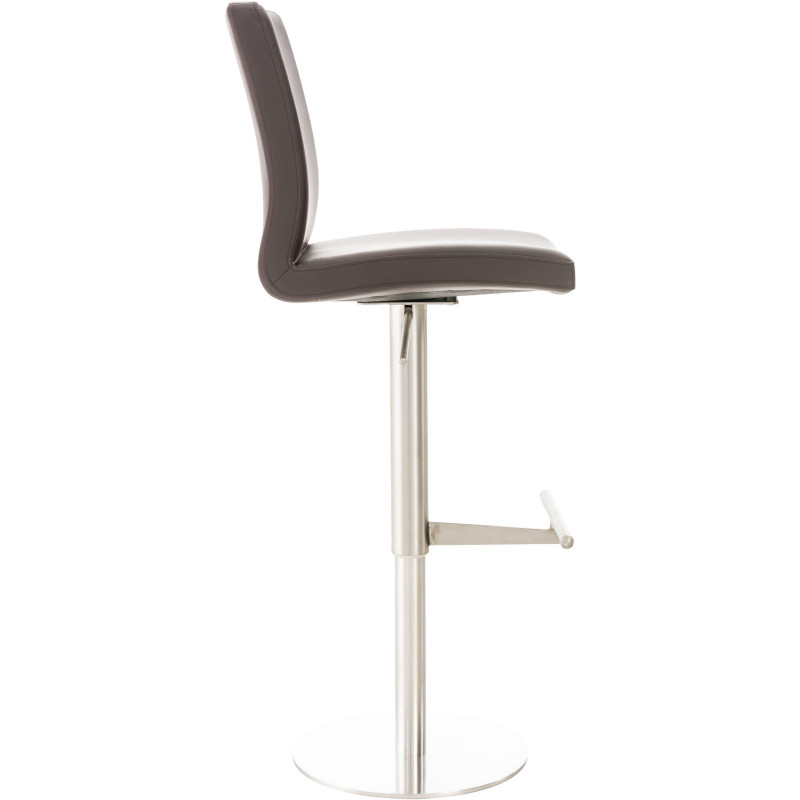 Tabouret de bar moderne en Polyuréthane Marron Métal Argenté Lissandro - 2