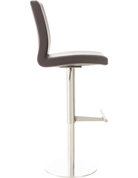 Tabouret de bar moderne en Polyuréthane Marron Métal Argenté Lissandro - 2