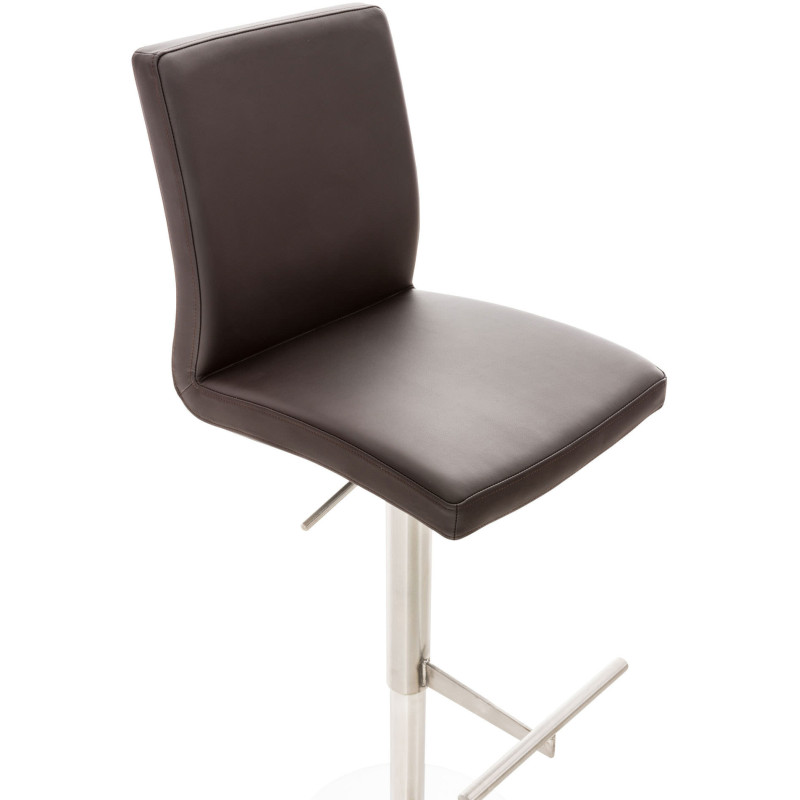 Tabouret de bar moderne en Polyuréthane Marron Métal Argenté Lissandro - 3