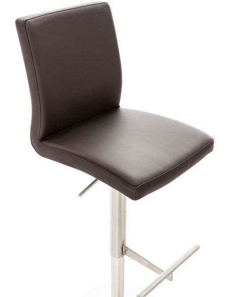 Tabouret de bar moderne en Polyuréthane Marron Métal Argenté Lissandro - 3