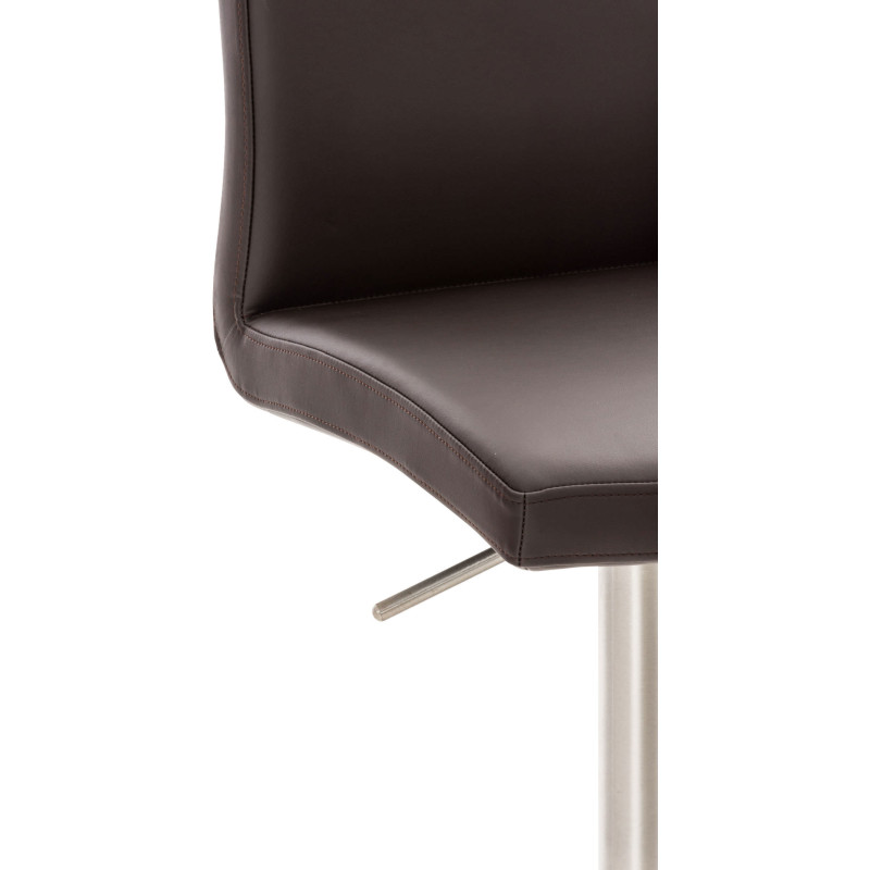 Tabouret de bar moderne en Polyuréthane Marron Métal Argenté Lissandro - 4