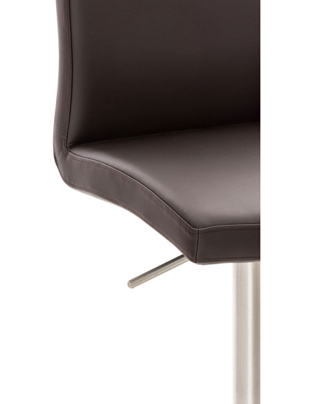 Tabouret de bar moderne en Polyuréthane Marron Métal Argenté Lissandro - 4