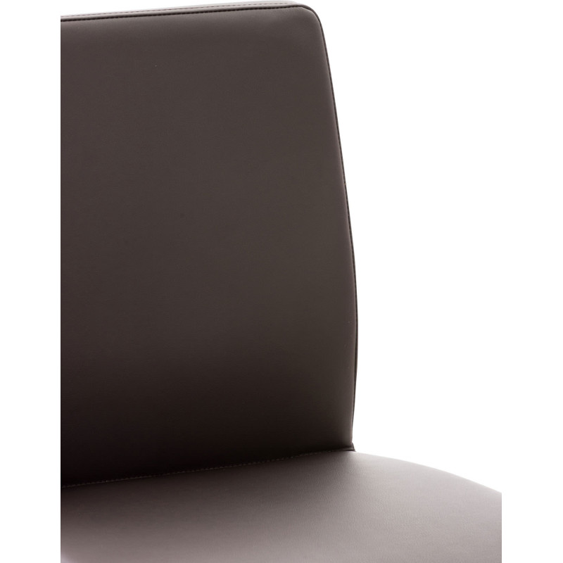 Tabouret de bar moderne en Polyuréthane Marron Métal Argenté Lissandro - 5