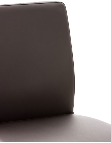 Tabouret de bar moderne en Polyuréthane Marron Métal Argenté Lissandro - 5