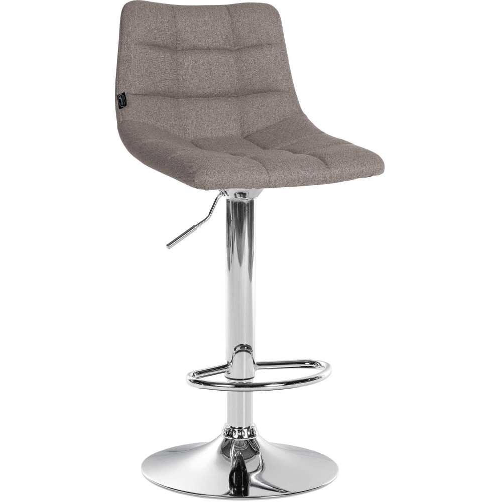 Tabouret de bar réglable matelassé en Tissu Gris Métal Argenté Léon - 1