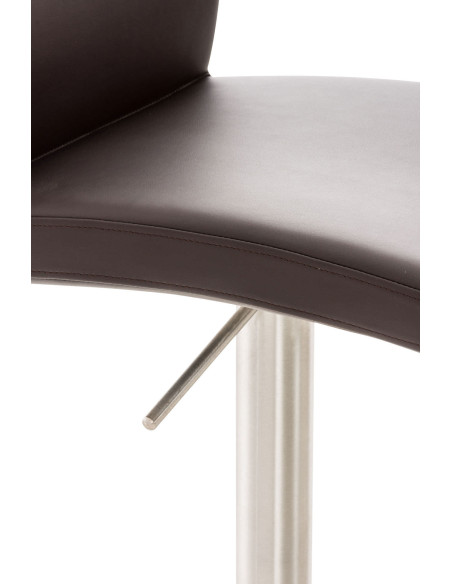 Tabouret de bar moderne en Polyuréthane Marron Métal Argenté Lissandro - 6