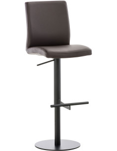 Tabouret de bar moderne en Polyuréthane Marron Métal Noir Lissandro - 1