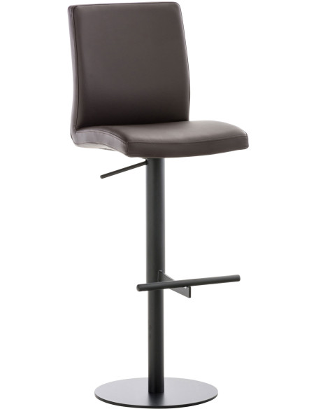 Tabouret de bar moderne en Polyuréthane Marron Métal Noir Lissandro - 1