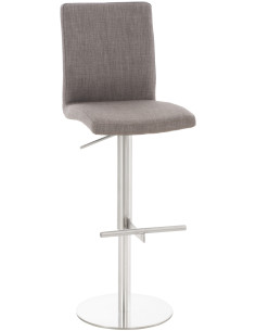 Tabouret de bar moderne en Tissu Gris Métal Argenté Lissandro - 1