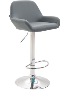 Tabouret de bar moderne en Polyuréthane Gris Métal Argenté Gylvan - 1