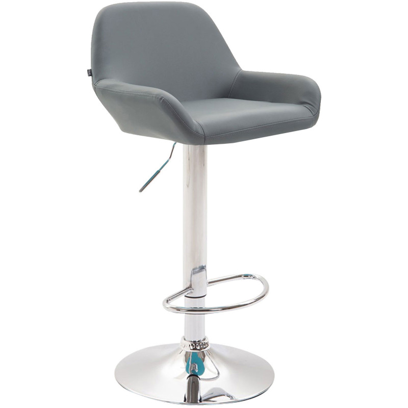 Tabouret de bar moderne en Polyuréthane Gris Métal Argenté Gylvan - 1