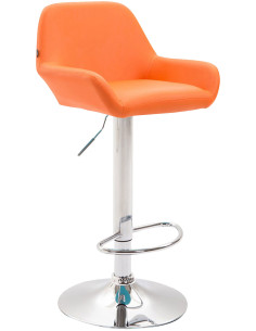 Tabouret de bar moderne en Polyuréthane Orange Métal Argenté Gylvan - 1