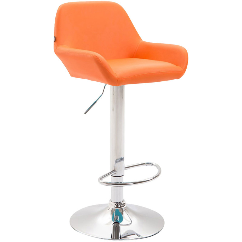 Tabouret de bar moderne en Polyuréthane Orange Métal Argenté Gylvan - 1