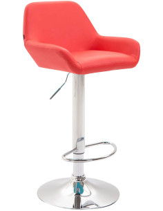 Tabouret de bar moderne en Polyuréthane Rouge Métal Argenté Gylvan - 1