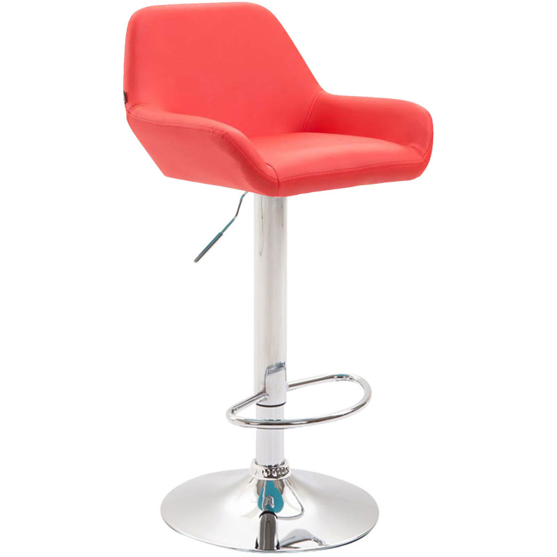 Tabouret de bar moderne en Polyuréthane Rouge Métal Argenté Gylvan - 1