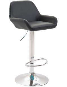 Tabouret de bar moderne en Polyuréthane Noir Métal Argenté Gylvan - 1