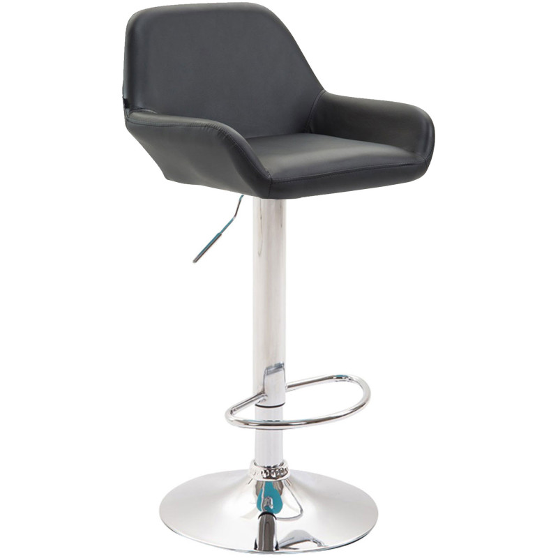 Tabouret de bar moderne en Polyuréthane Noir Métal Argenté Gylvan - 1