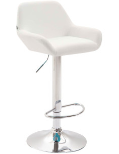 Tabouret de bar moderne en Polyuréthane Blanc Métal Argenté Gylvan - 1