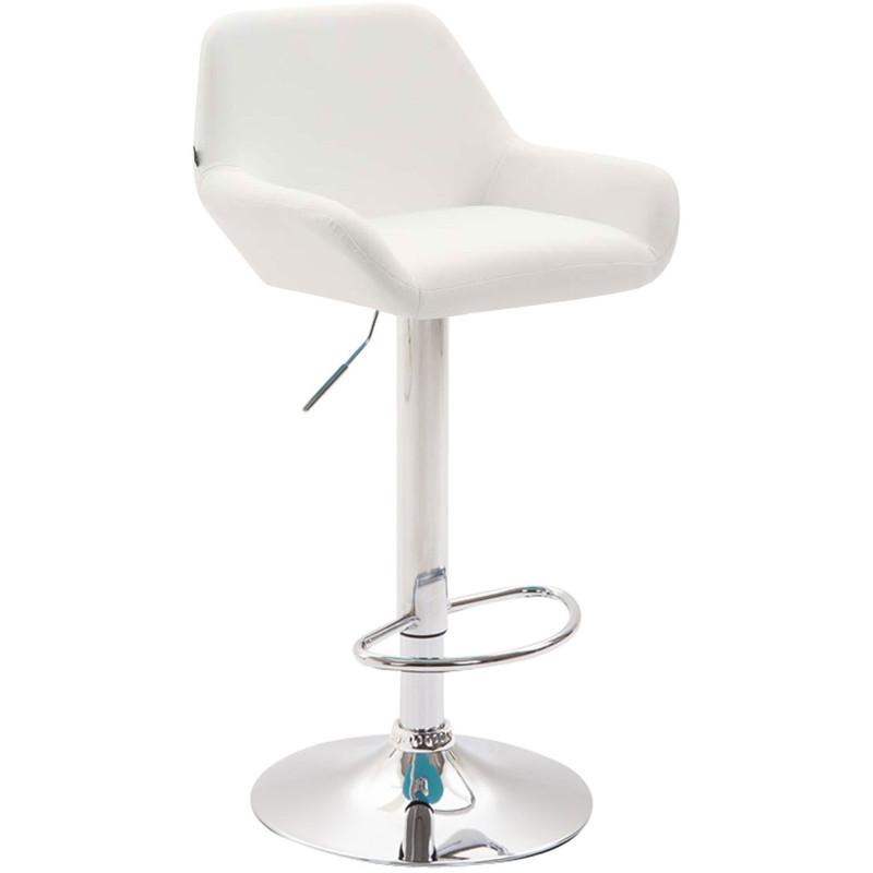 Tabouret de bar moderne en Polyuréthane Blanc Métal Argenté Gylvan - 1
