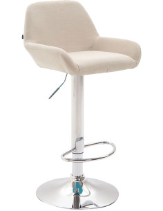 Tabouret de bar moderne en Tissu Blanc crème Métal Argenté Gylvan - 1