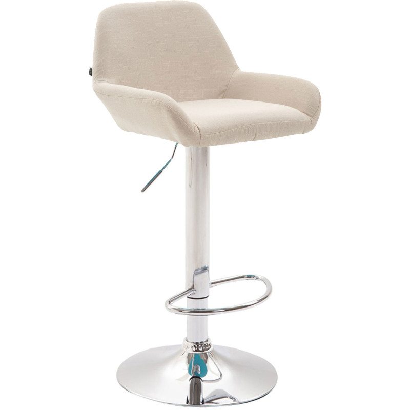 Tabouret de bar moderne en Tissu Blanc crème Métal Argenté Gylvan - 1
