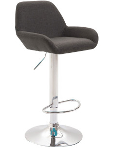 Tabouret de bar moderne en Tissu Gris foncé Métal Argenté Gylvan - 1