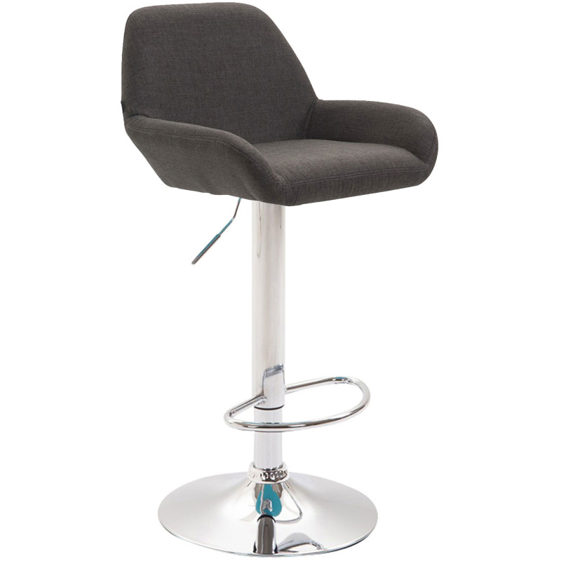 Tabouret de bar moderne en Tissu Gris foncé Métal Argenté Gylvan - 1