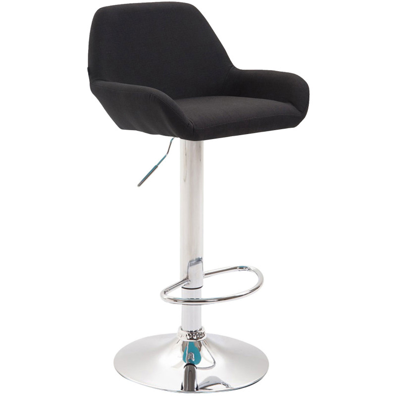 Tabouret de bar moderne en Tissu Noir Métal Argenté Gylvan - 1