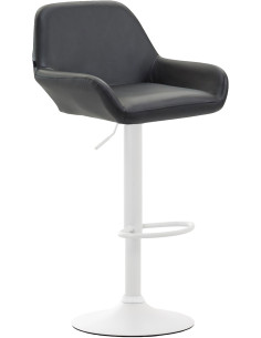 Tabouret de bar moderne en Polyuréthane Noir Métal Blanc Gylvan - 1