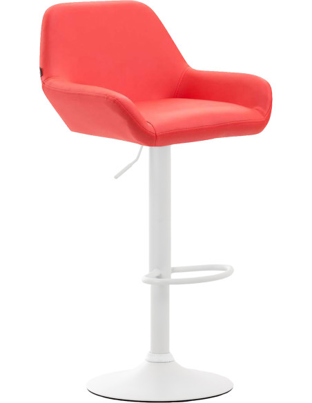 Tabouret de bar moderne en Polyuréthane Rouge Métal Blanc Gylvan - 1