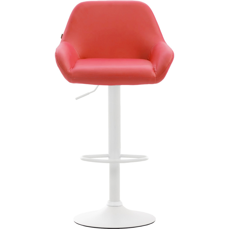 Tabouret de bar moderne en Polyuréthane Rouge Métal Blanc Gylvan - 2